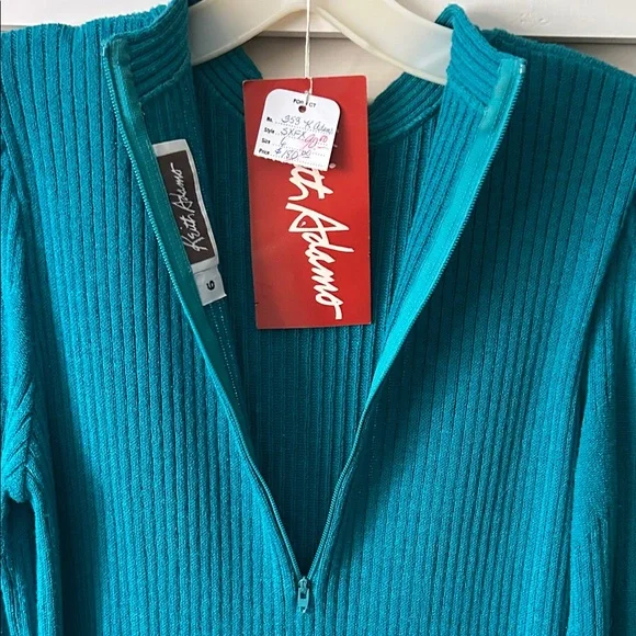 Vintage 90s Keith Adams sz6 Teal Long Sleeve Dress.Estate item.Offers welcome! - Picture 12 of 15